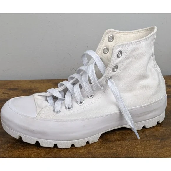 Converse Chuck Taylor All Star Lugged Women's White High Top 8.5 Canvas Sneakers - Picture 10 of 13